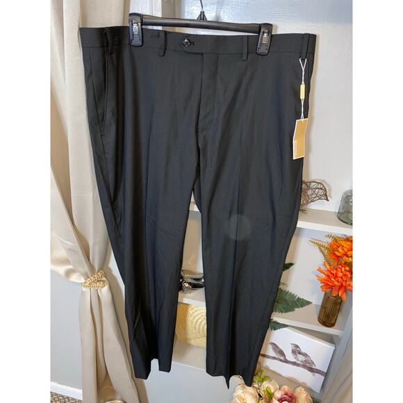 NWT MK MICHAEL Michael Kors size 40W X 30L Black Striped Men’s Dress Pants - Picture 2 of 9